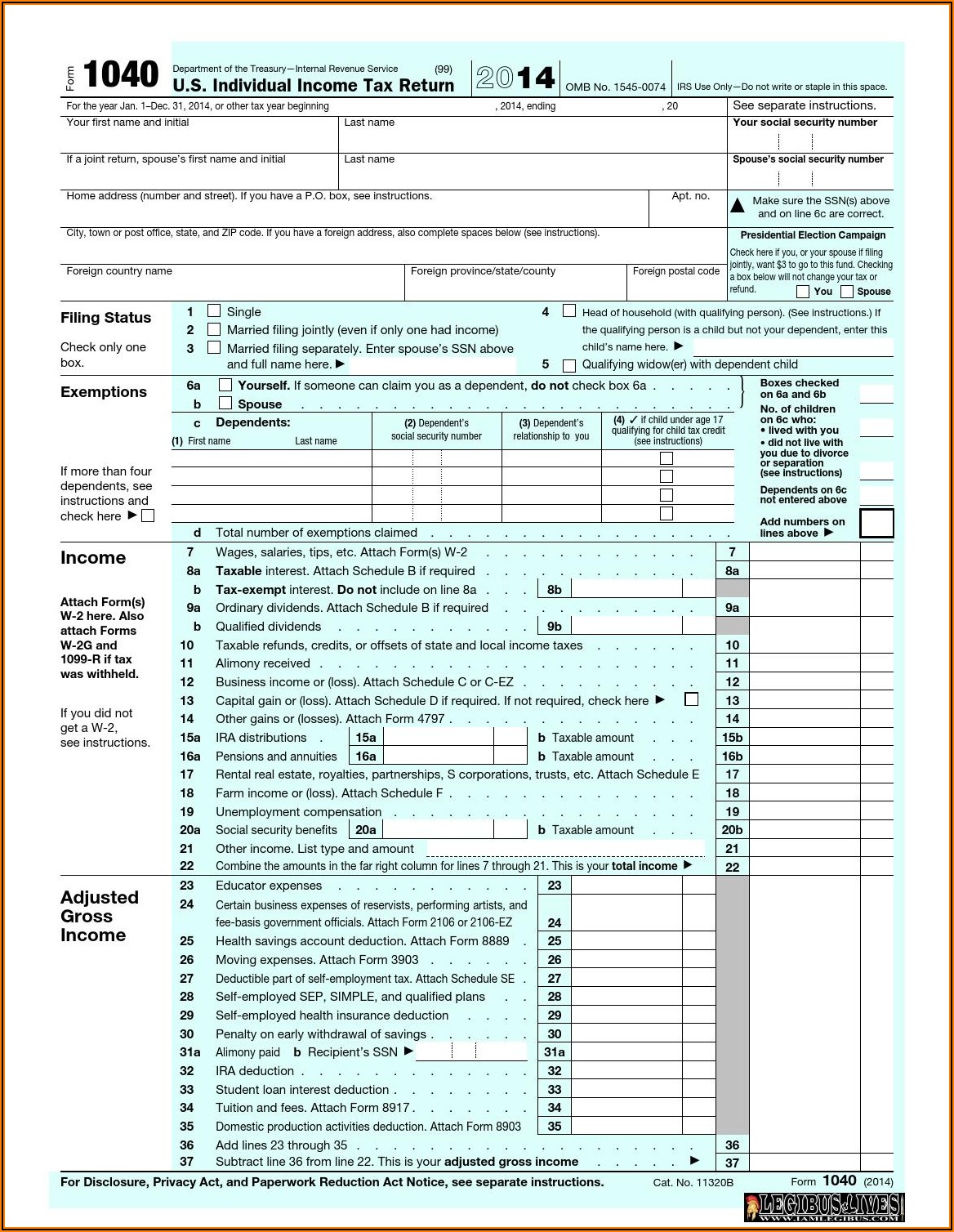 2015 Federal Tax Form 1040a Instructions