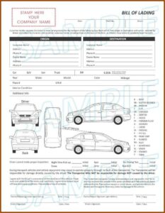 3 Part Vehicle Transport Bill Of Lading Form