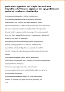 360 Degree Performance Appraisal Form Sample