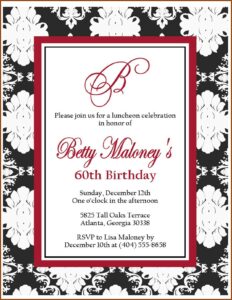 60th Birthday Invitation Templates For Her