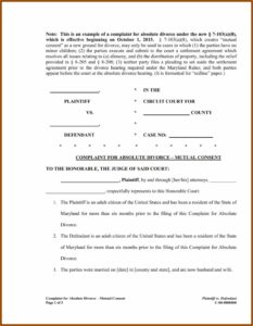 Absolute Divorce Forms Maryland