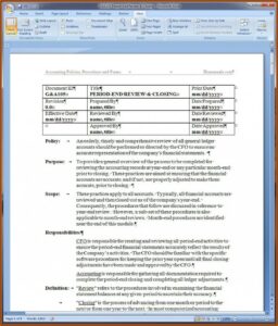 Accounting Policies And Procedures Template Free