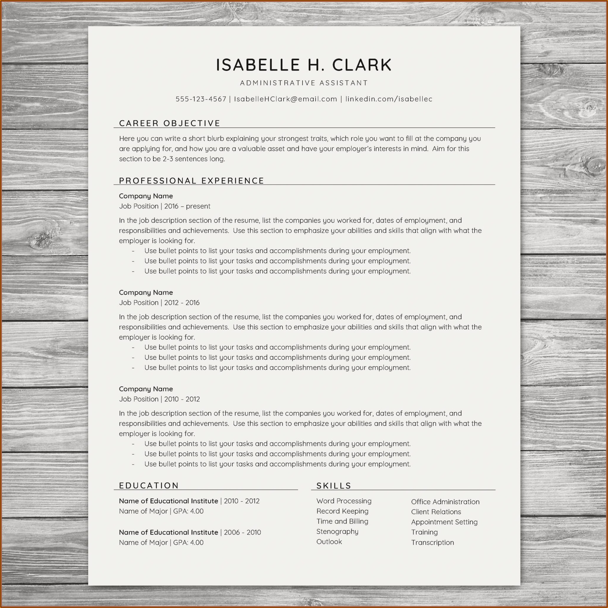 Administrative Assistant Contract Template