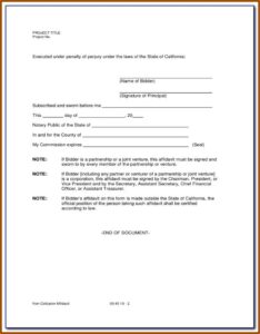 Affidavit Form California Free