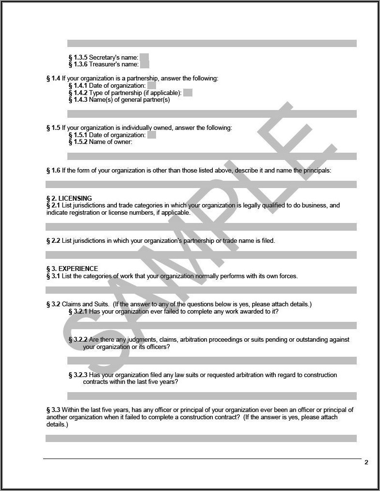 Aia A305 Contractor's Qualification Statement Form
