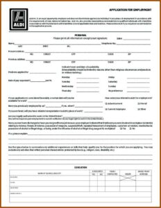 Aldi Job Application Form
