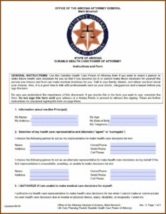 Arizona Advance Healthcare Directive Form