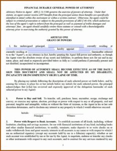 Arizona Durable Power Of Attorney Form Pdf
