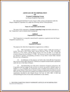 Articles Of Incorporation Oregon Llc Template