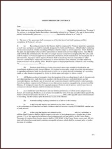 Artist Contract Template Free