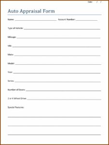 Auto Appraisal Form