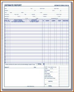 Auto Body Shop Estimate Forms Pdf