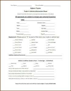 Auto Trade Appraisal Form