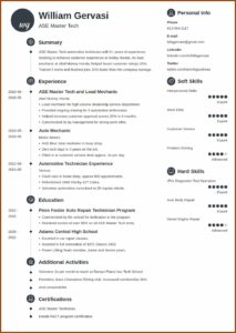 Automotive Technician Resume Template