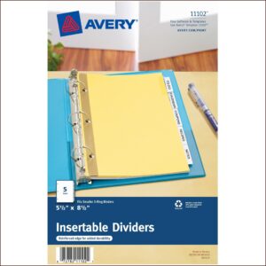 Avery 5 Tab Insert Template