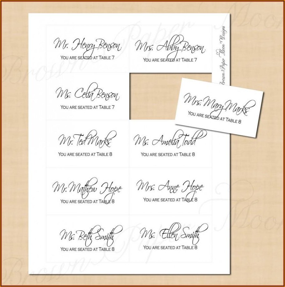 Avery Escort Cards Template