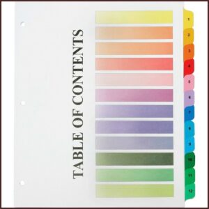Avery Table Of Contents Template 15 Tab