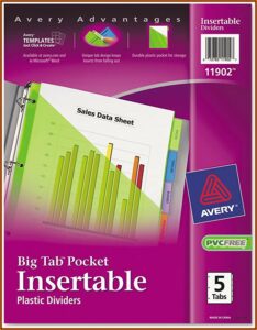 Avery Tabs Template 11292