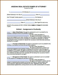Az Medical Power Of Attorney Form
