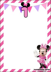 Baby Minnie Mouse 1st Birthday Invitations Templates