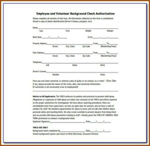 Background Check Form Template