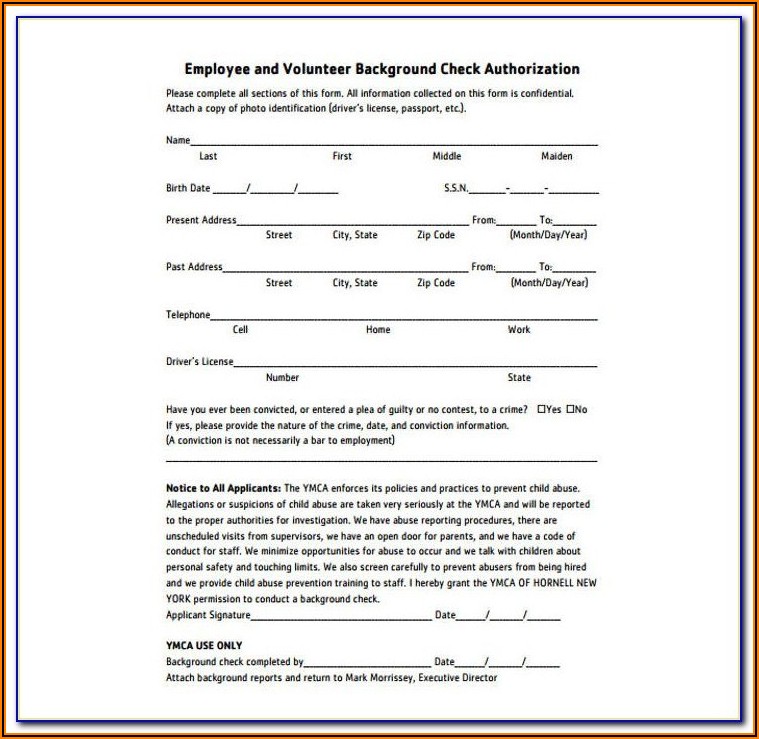 Background Check Form Template