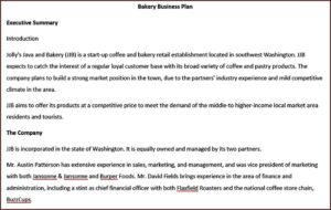 Bakery Business Plan Template