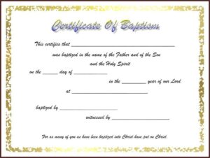 Baptism Certificate Template Publisher