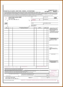 Bill Of Lading Form Blank