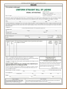 Bill Of Lading Form Pdf