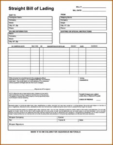 Bill Of Lading Form Word