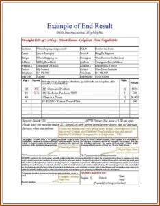 Bill Of Lading Sample Format