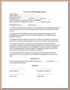 Birth Photography Contract Examples
