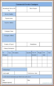 Blank Commercial Invoice Form Pdf