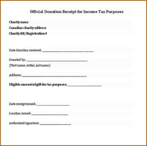 Blank Donation Receipt Form