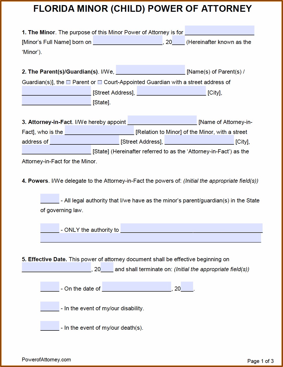 Blank Durable Power Of Attorney Form Florida