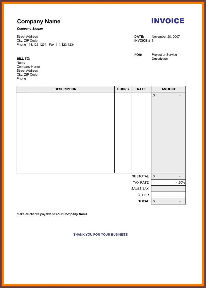 Blank Invoices Templates Free