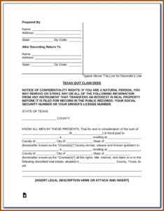 Blank Quit Claim Deed Form Florida