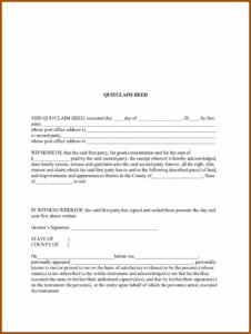 Blank Quit Claim Deed Form North Carolina