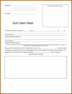 Blank Quit Claim Deed Forms