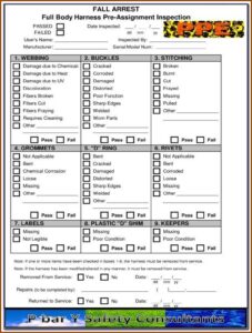 Body Harness And Lanyard Inspection Form