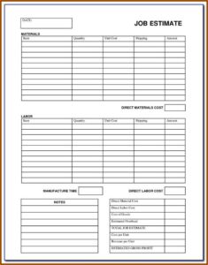 Body Shop Estimate Forms