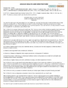 California Advance Medical Directives Form