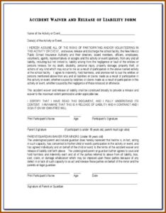 Car Accident Release Of Liability Form Florida