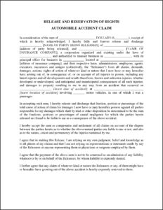 Car Accident Release Of Liability Form Ontario