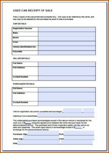 Car Sales Receipt Format Pakistan
