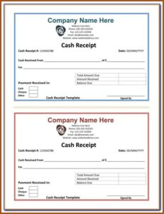 Cash Receipt Template Excel
