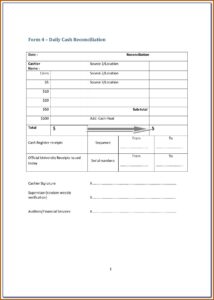 Cash Register Reconciliation Form