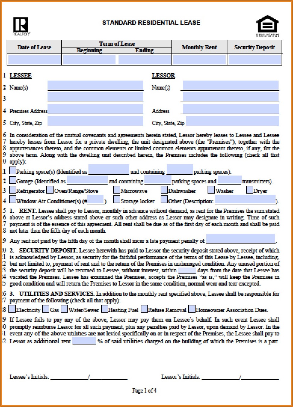 Chicago Residential Lease Form Free