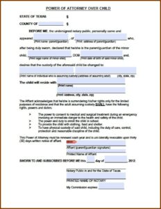 Child Visitation Forms Texas